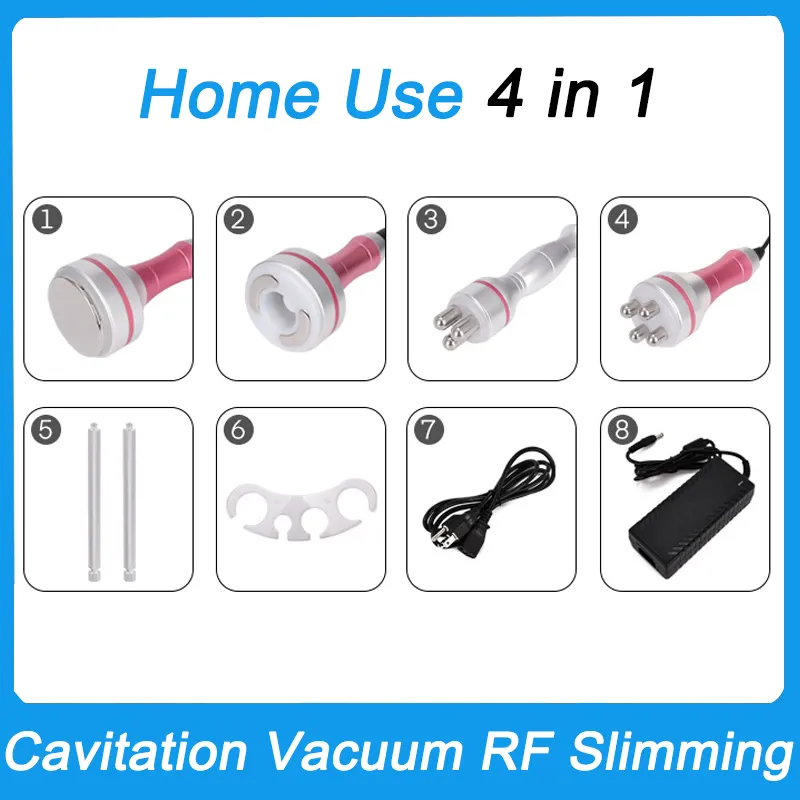 Ny 4 i 1 vakuumradiofrekvens RF 40K Cavi Lipo Slimming Ultrasonic Cavitation Machine för Spa Salon Home Use Body Shaping Sculpting Skin Drawing Face Lifting