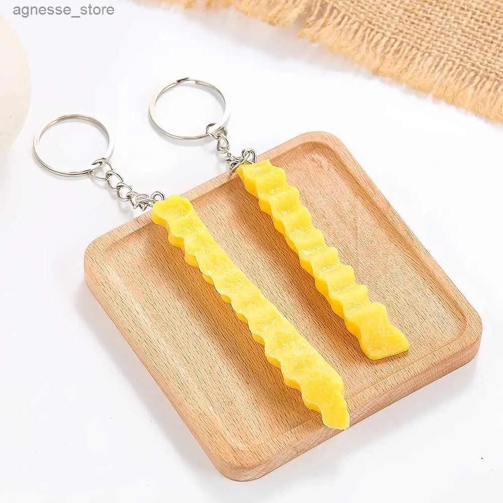 Keychains Lanyards 2pcs Food Keychain Wolf Tooth Potato Gourmet Model Fun Keyring Car Key Accessories Backpack Pendant Jewelry Gifts R231201