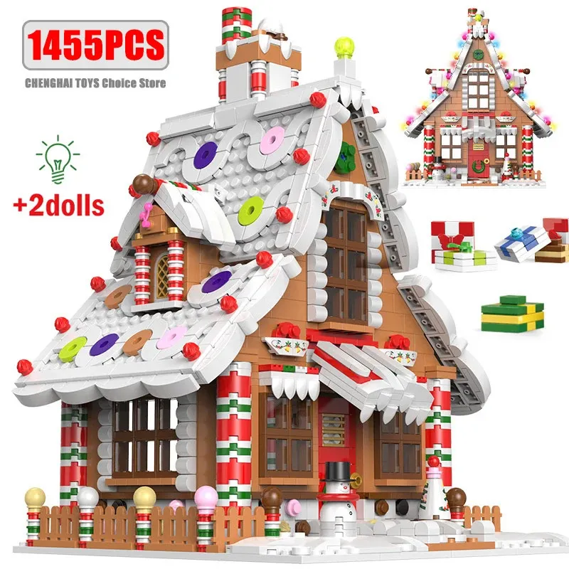 Suprimentos de brinquedos de Natal 1455 Pcs Cidade Casa de Natal Blocos de Construção Amigos Caixa de Música Castelo Trem Papai Noel Tijolos de Árvore Brinquedos para Crianças Presente 231129