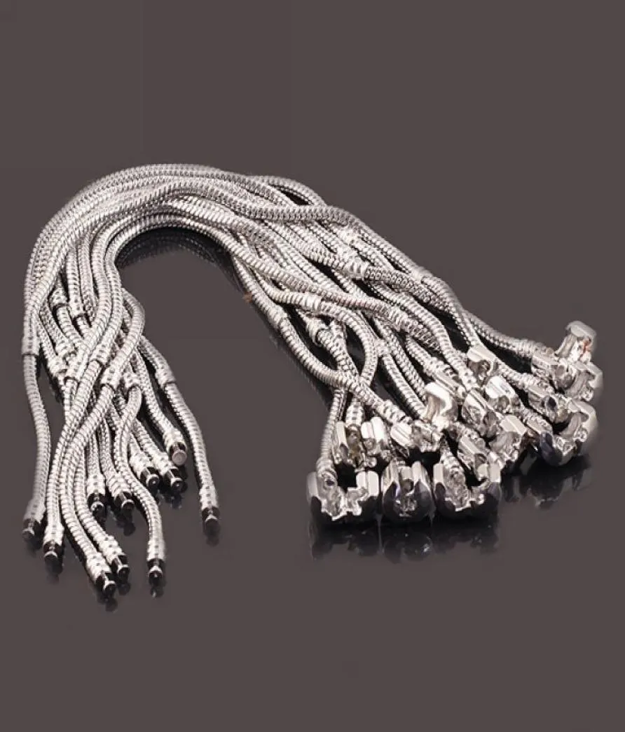 925 silver 10pcslot Snake Chain Safety Clasp European Fine Bracelet Fit DIY Charm Bracelets Bangles Jewelry For WomenMen Gift6650674