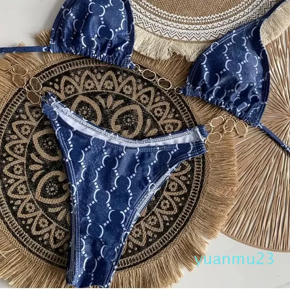 Klassisk bikini set badkläder kvinnor med brev chian baddräkter bikini set mode sommar v