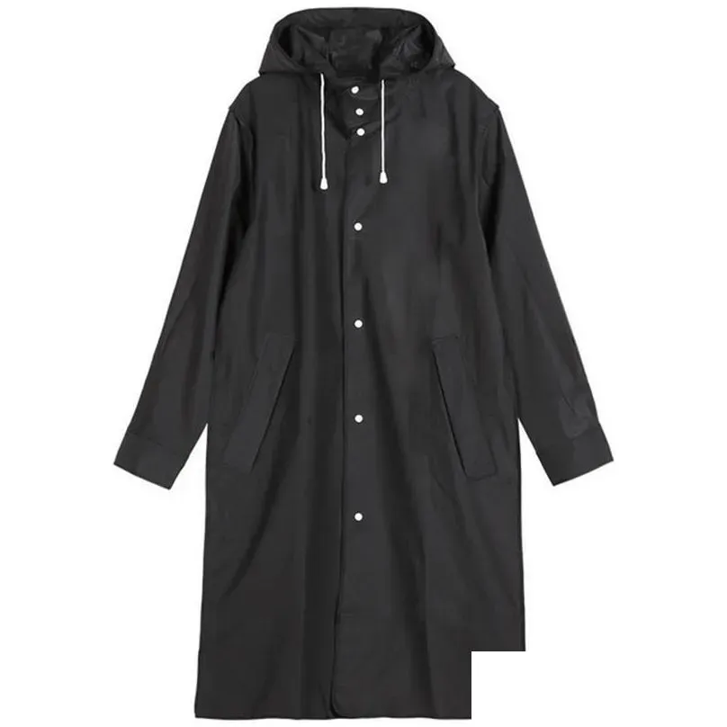 Raincoats Black Waterproof Long Raincoat Women Men Rain Coat