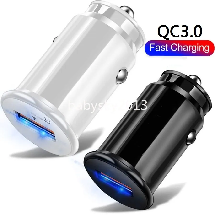 18W Mini Usb Car Charger QC3.0 5V 3A 9V 2A fast Quick Charge Car Chargers Auto Power Adapter For Iphone 15 11 12 13 14 Pro Max Samsung Htc Tablet pc Mp3 B1