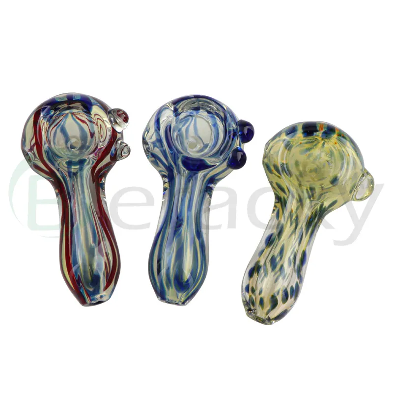 DHL !!! BERACKY HAND PIPE Extra liten storlek Swirl Design 3.2 tum glas torr ört rökrör rökverktyg rökare rökare färgglada tillbehör