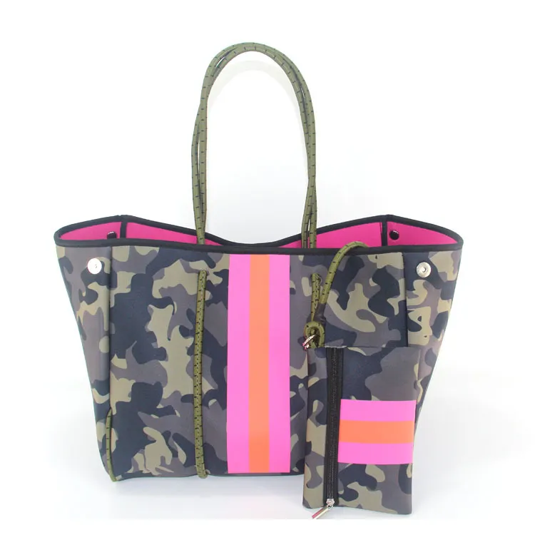 Neopreen Tote strandtas Leopard vrouwen Casual bakkenzakken mode camo bedrukte waterdichte neopreen handtas vrouwelijke grote capaciteit schoudertas