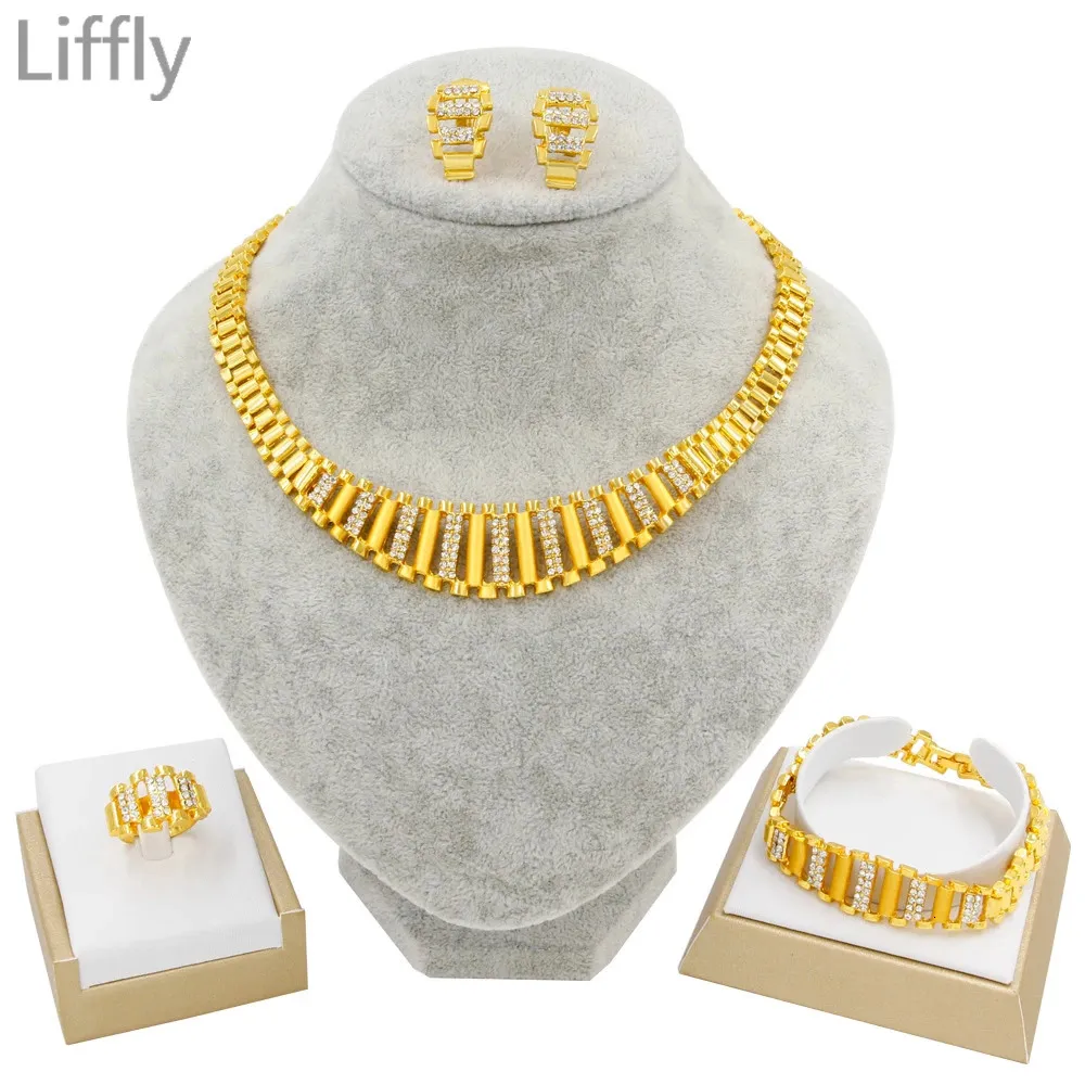 Zestawy biżuterii ślubnej LIFFLY DUBAI GOLD FOR WENTYNKA INDYJSKIE JEINDYCJA Afrykańska nędzna Bridal Bransoletka Bransoletka 231130