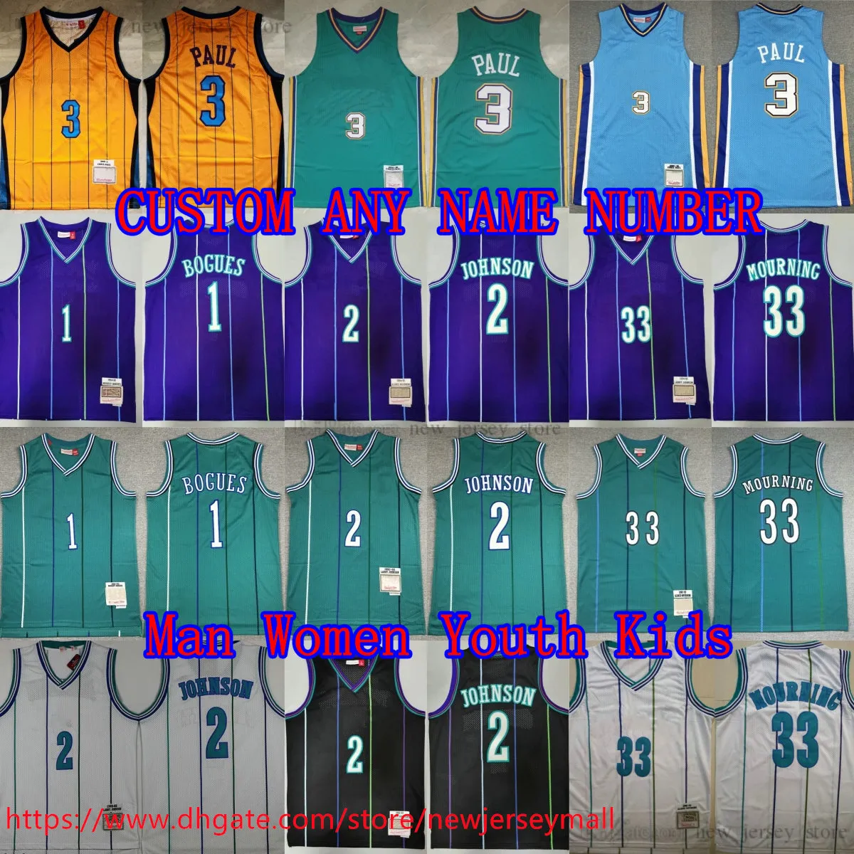 Anpassad S-6XL Throwback 2005-06 Basketball 3 Chrispaul Jersey Classic Vintage 2 Larryjohnson 1 TyronemuggsyBogues 3 Alonzomourning 30 Dellcurry Jerseys