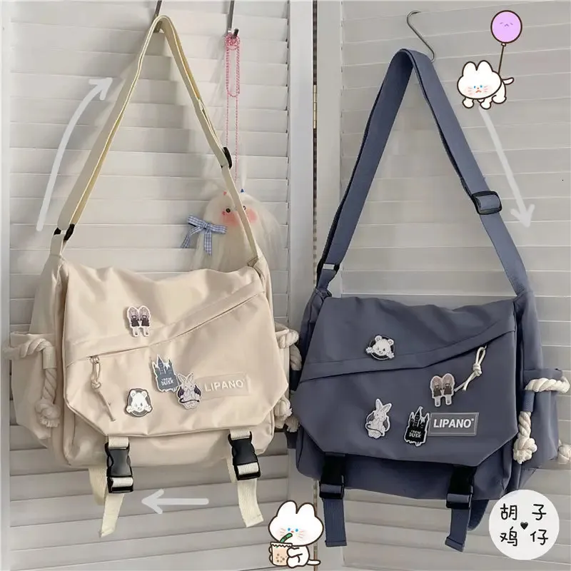 Sacs de soirée Japonais Harajuku Nylon Sac Bandoulière Pour Femmes Étudiant Livre Cool Épaule Cartables Messenger Bolsa Feminina 231130