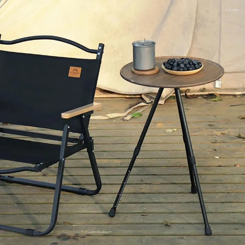 Mobilier de camp Table de camping en plein air en alliage d'aluminium Bureau pliable Portable Petite chaise ronde relevable Pique-nique Pêche Barbecue Road Trip
