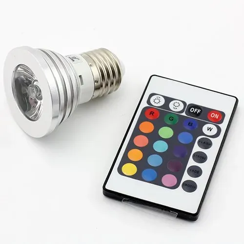 LED RGB Bulbs Changing 3W Spotlights Light Bulb E27 GU10 E14 MR16 GU5.3 with Remote Control 85-265V & 12V