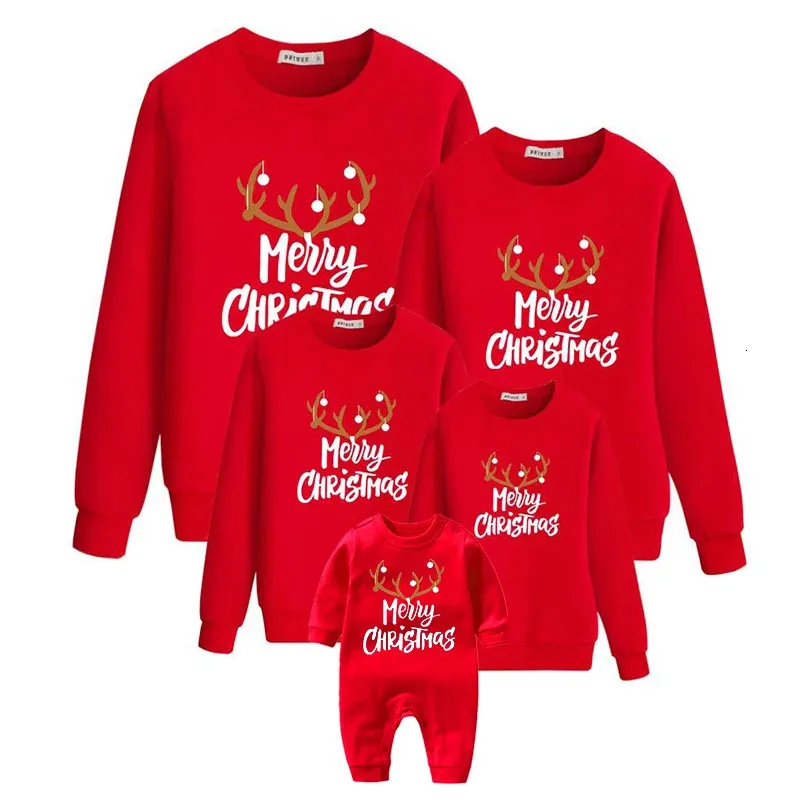 Roupas combinando para a família Pijama de Natal Família Mãe e Filha Roupas combinando Suéter de algodão Estampa de Feliz Natal Roupas de Natal combinando para a família 231130