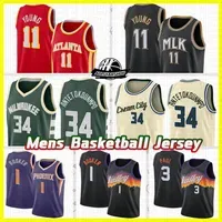 College WearsMen 2021 Retro Basketball Jersey Devin 1 Booker Vintage Chris 3 Paul Trae 11 Young Giannis 34 Antetokounmpo Blue white black Re