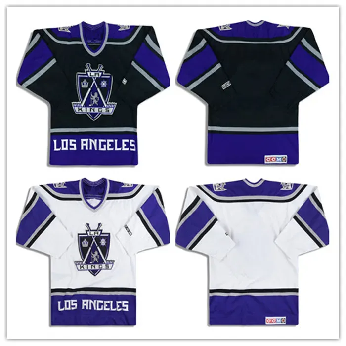 Vintage personnalisé 1999-02 LA KINGS 20 Luc Robitaille CCM JERSEY 4 Rob Blake Home Away Maillots de hockey noir et blanc n'importe quel numéro de nom Ed S-5XL