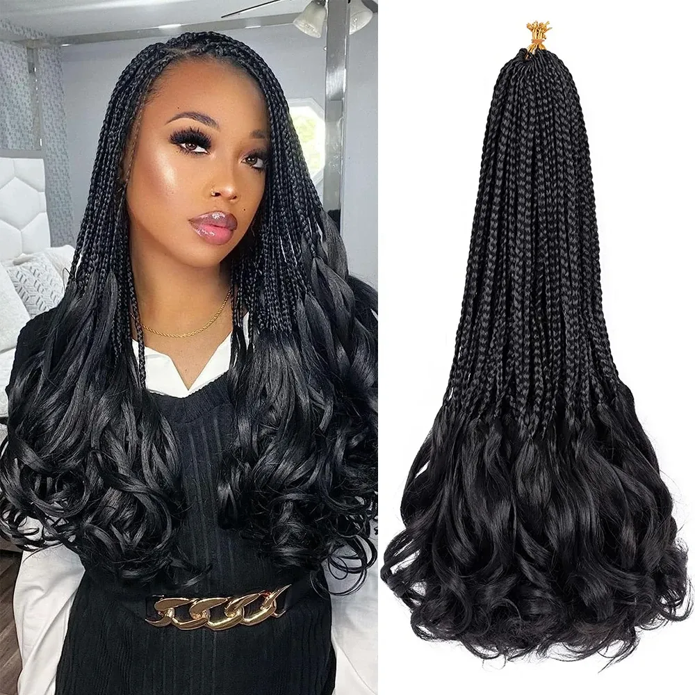 French Curl Crochet Braids Goddess Box Braids Crochet Hair Pre Looped
