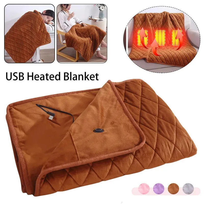 Elektrikli Battaniye 60 160cm 5V USB Büyük kalınlaşmış ısıtma şal pedi yıkanabilir sıcak kış ofisi sıcak 231130