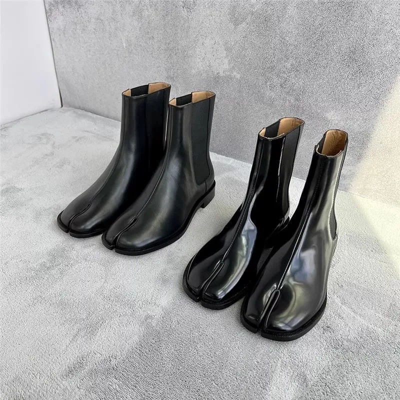 패션 새로운 Maisons MM6 Martin Boots Ankle Tabi Sexy Black Designer 신발 가죽 가죽 마르지엘 라스 캐주얼 신발 야외 여행 멋진 고급 발목 부츠 청키 힐 레이디