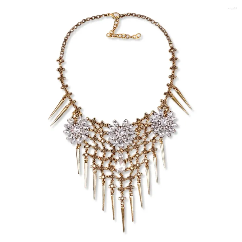 Anhänger Halsketten Design Mode Marke Kristall Halskette Legierung Kette Chunky Aussage Spike Für Frauen Schmuck Großhandel