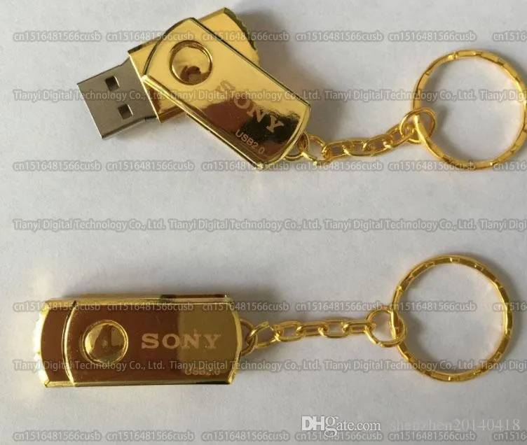 DHL 전달 8G/16GB/32GB/64GB/128GB/256GB SONY USB 플래시 드라이브/스테인리스 스틸 회전 실제 용량 펜 드라이브/고품질 USB 2.0 메모리 스틱