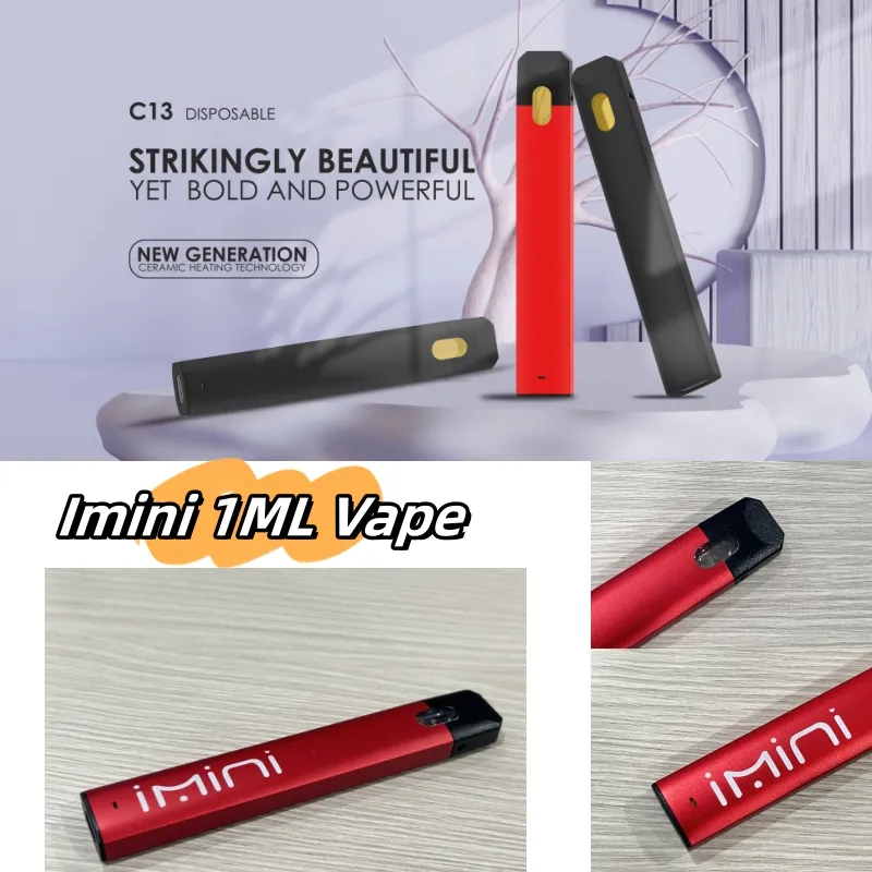 Imini Vaporisateur en céramique jetable 1 ml ECIG CARTRIDE VIDE CARTRIE RECHARGÉable Huile épaisse stylo de vape avec port e-cigarettes vides Vaporisateurs de dispositif Vapeur Europe