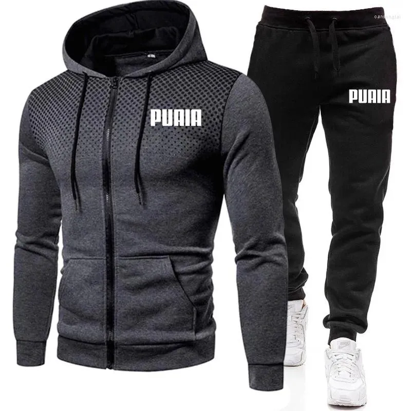 Men's Hoodies 2023 Winter Clothing Men Sets Printing Hoodie Set Fleece Zipper Sweatshirt Casual Sport Sweatpants Mens Tracksuits