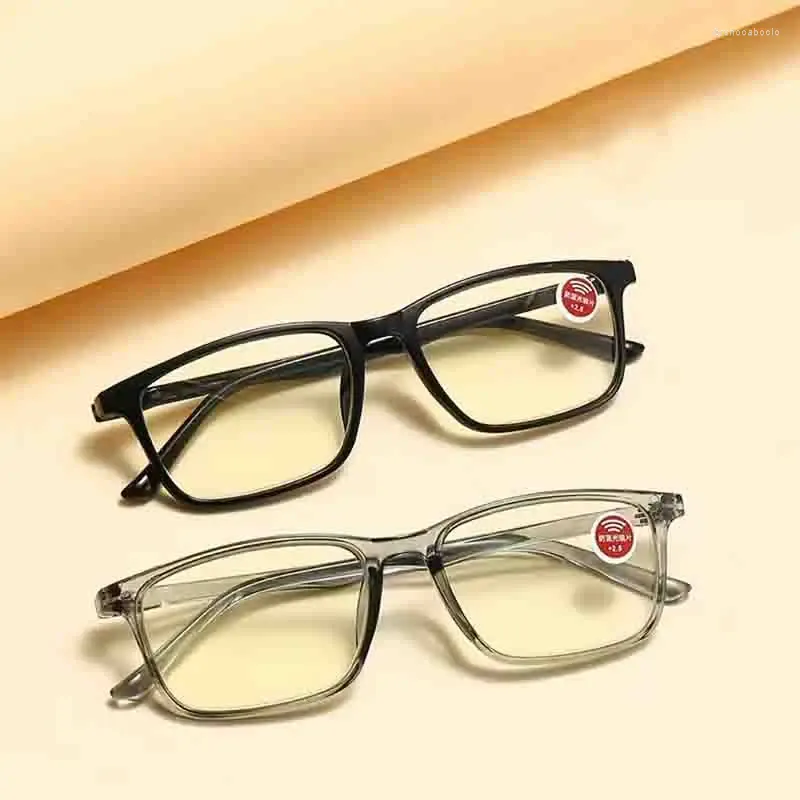 Solglasögon anti-blue lätta läsglasögon full ram män kvinnor strålningsskydd presbyopia hyperopia fyrkantig optisk