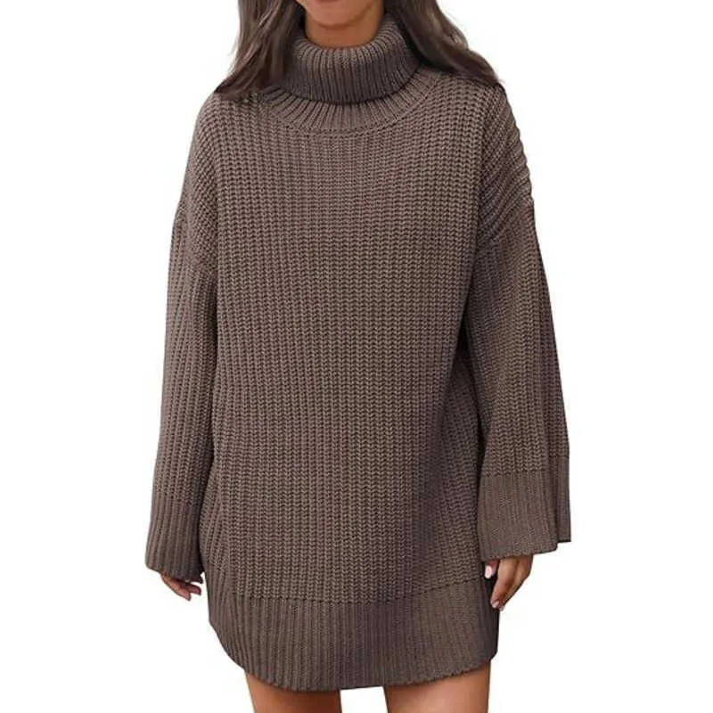 Maglione da donna collo alto caldo pullover spesso maglione allentato a maniche lunghe 1c