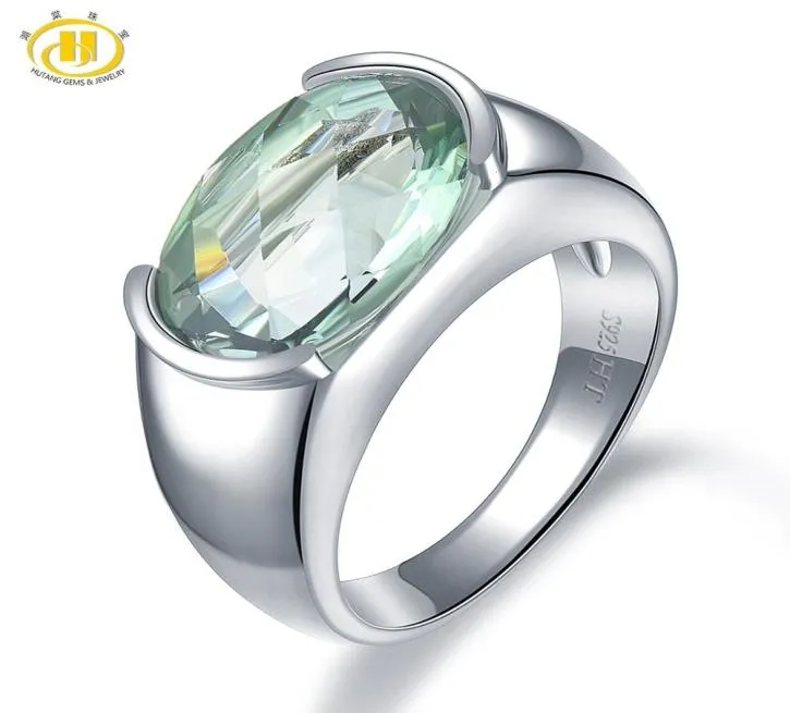 Hutang Women039s Ring 630ct Natural Green Amethyst Wedding Rings 925 Sterling Silver Gemstone Fine Elegant Classic Jewelry GIF6116654