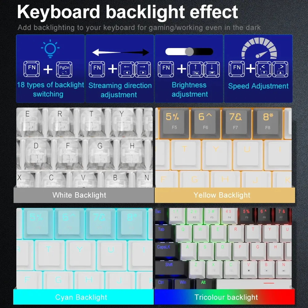 DHgate.com:EYOOSO Z686 68-Key Mechanical Gaming Keyboard