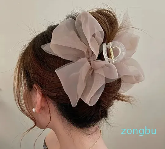 Hoofddeksels Haaraccessoires Mesh Bow Grip Clip Vrouwelijke paardenstaart Vlecht Klauw Elegant meisje cadeau hoofdtooi