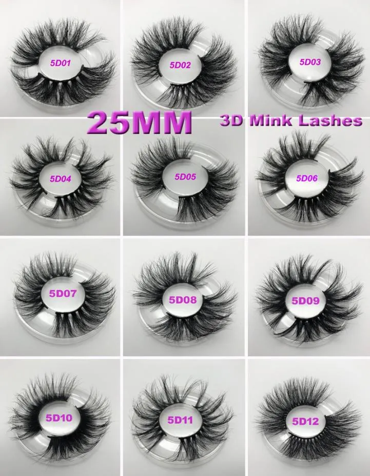 3D Mink Eyelash 5d 25mm Långt tjocka Mink Lashes With Eye Lash Packaging Box Eyes Makeup Maquillage2933708