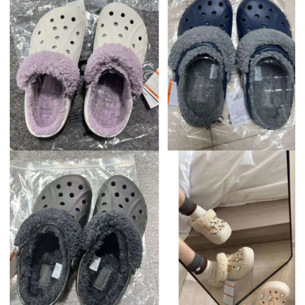 Hurtowe ciepłe pluszowe buty do dziury Sandały Outdorek Klasyczny designer Clog Sandał Unisex Dorosły mężczyźni kobiety Slajdy Slajdy Buty plażowe w Indoor 1202