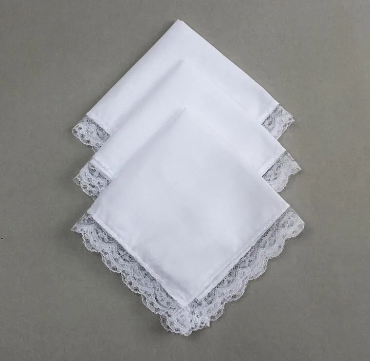 Lenço de algodão puro feito à mão lenço branco puro pequeno lenço de renda diy lenço de renda 23*25cm