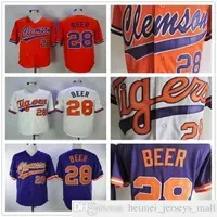 NCAA Clemson Tigers #28 Seth Beer College Baseball Jerseys Cheap Orange White Purple Mens Stitched Seth Beer University Jersey Shirt