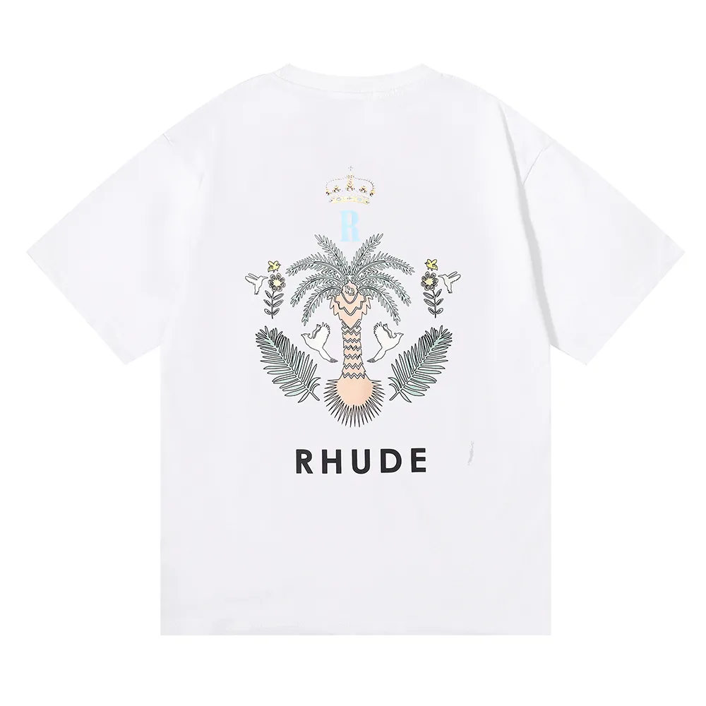 Rhude 럭셔리 브랜드 Rhude 셔츠 남자 T 셔츠 디자이너 남자 셔츠 남자 남자 반바지 인쇄 화이트 블랙 s m l xl 면화 패션 청소년 남성 Tshirts tshirtb5f3