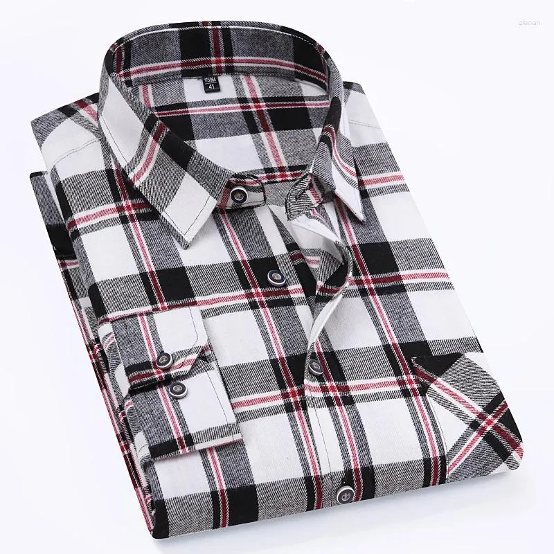 Camicie casual da uomo in camicia Plus Size 14XL Manica lunga per uomo Top in cotone levigato Slim Fit Plaid Soft Elegants Clothes