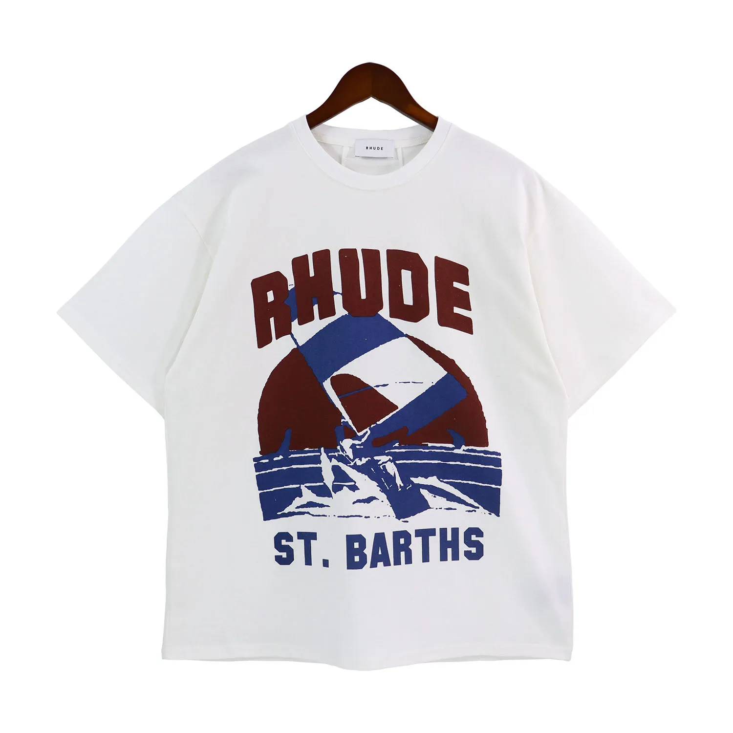 Rhude Luxury Brand Rhude Shirt Men TシャツDesigner Men Shirt Men Shorts Print White Black S M L XL Street Cotton Fashion Youth Mens Tshirts Tshirt35kt