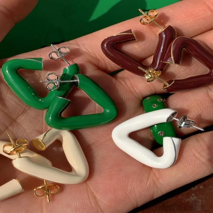 Pendientes de diseño italiano para mujer, joyería esmaltada con forma de gota, triángulo verde, aretes para mujer, accesorios personalizados para fiesta, 297m