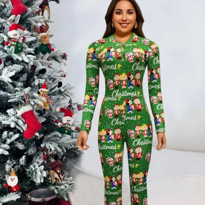 Women Jumpsuits Rompers Designer Tracksuits Pyjama Onesies Halloween Christmas Printed Fashion Long Sleeve V Neck Home Wear Jogger Suits Storlek S-2XL