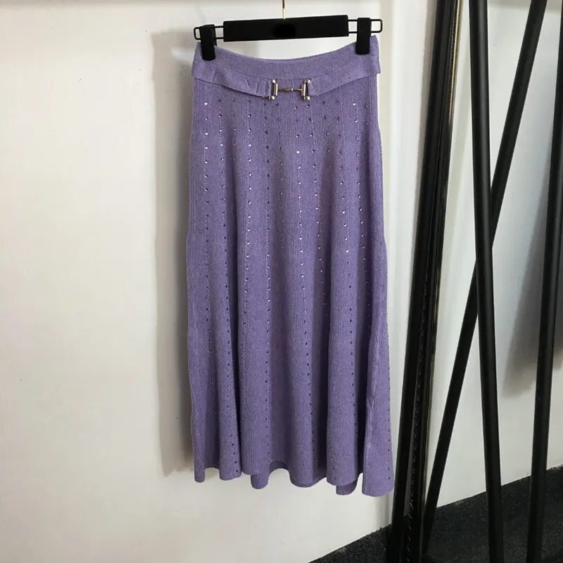 4 Colors Elegant Dress Female Brand Plus Size Skirts Full Crystal Ornament Dresses Elastic Waist Girls Knit Dress Clothing