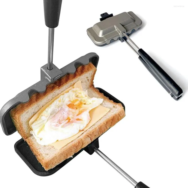 Panelas dupla face sanduíche pan antiaderente dobrável grill fritar para pão torrado máquina de café da manhã panqueca fabricante utensílios de cozinha
