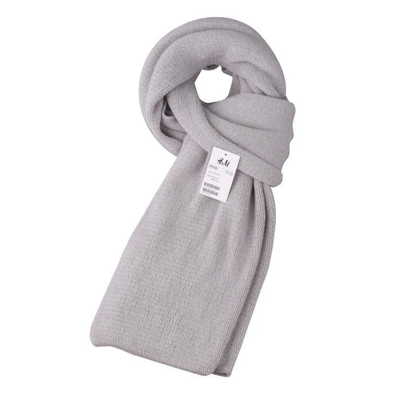 HaM Japanese Wool Scarf Versatile for Men and Women Winter Cold and Warm Shawl Soft Solid Color Knitted Student Scarf