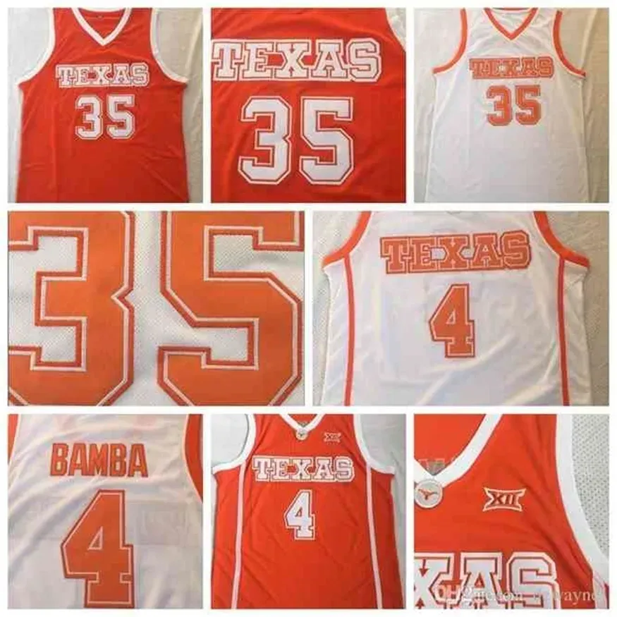 Nikivip Herr Longhorns #4 Mohamed Bamba Mo 35 Durant Texas College Jersey Orange White Basketball Jerseys Ed