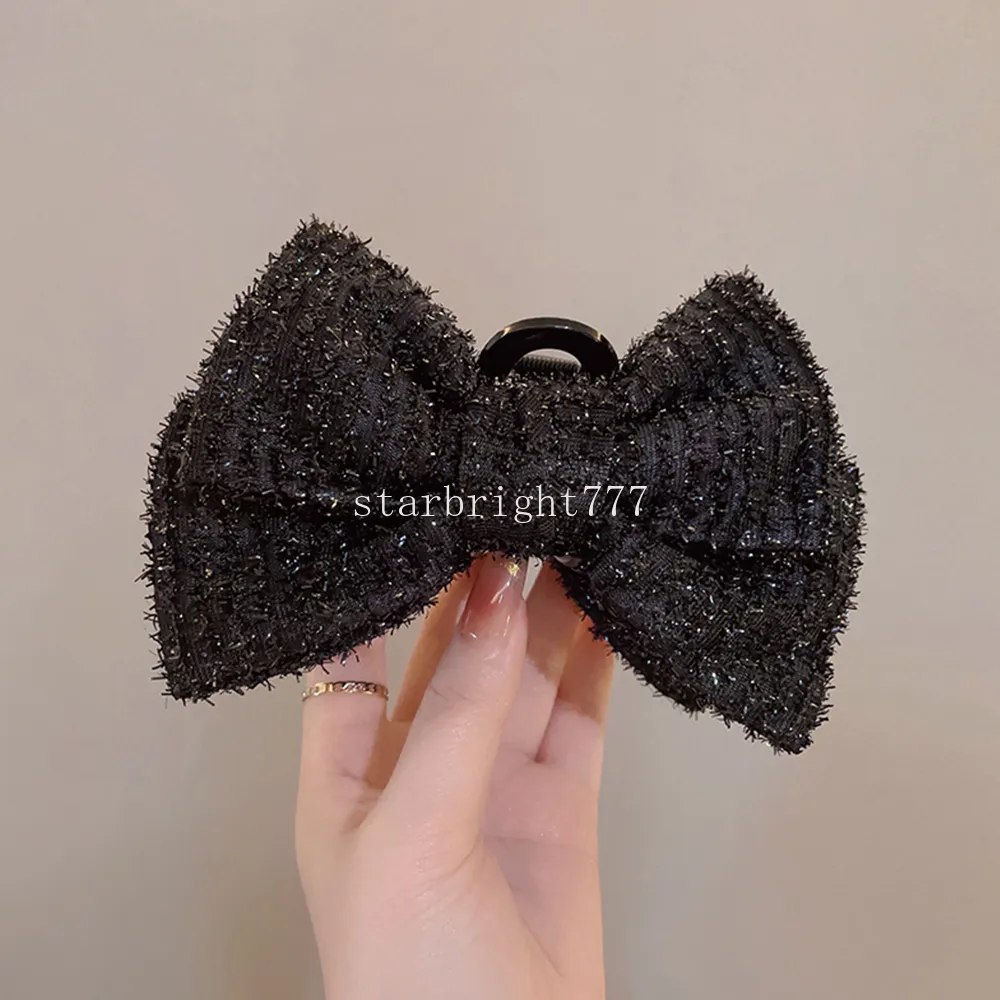 Heldere Zijde Grote Clip Strik Haar Klauw Elegante Grote Boog Haar Greep Clip Voor Vrouwen Meisje Haarspeldjes Herfst Winter Hoofddeksels