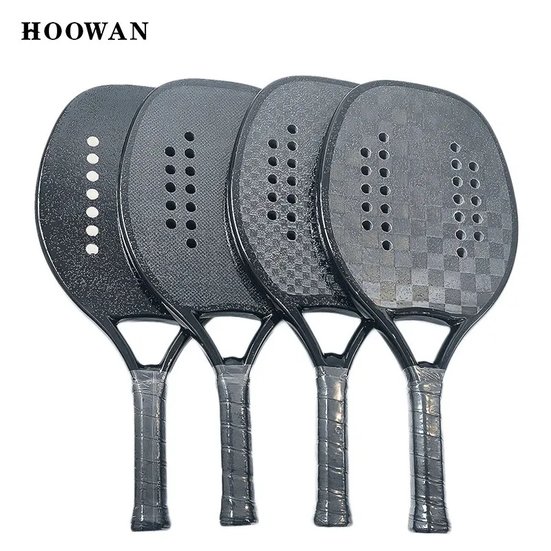 Tennisrackets Hoowan Blackshark Racket Strandtennis Carbon 3K 12K 18K Professioneel Strandtennisracket Effen Zwart Ruw oppervlak Zachte EVA-kern 231201