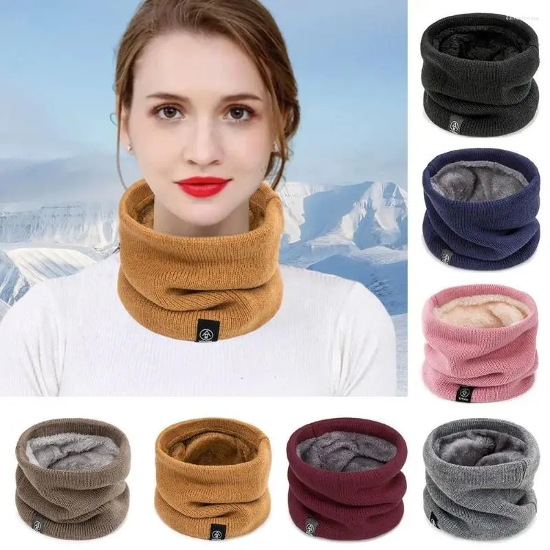 Bandanas 1 pcs femmes hommes polyester doux tricoté cou plus chaud masque d'hiver écharpe de laine épaisse couleur unie foulards protection