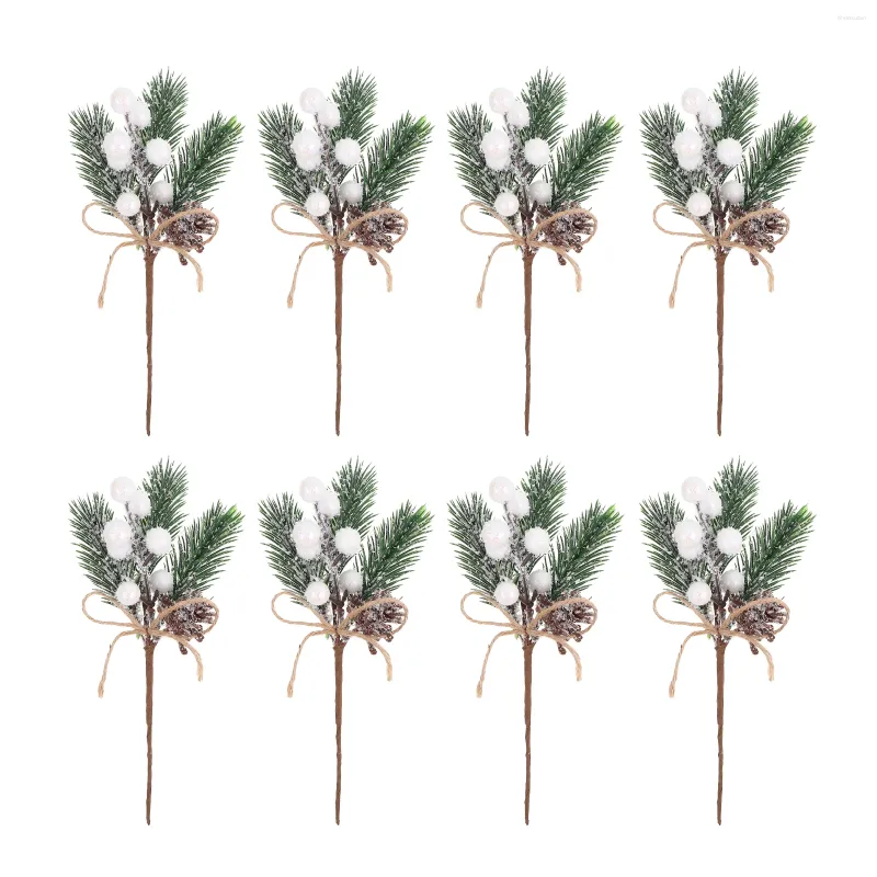 Flores decorativas 20 peças agulhas de pinho de frutas de natal decorações de guirlanda de natal suprimentos de festa adereços de spray de plástico