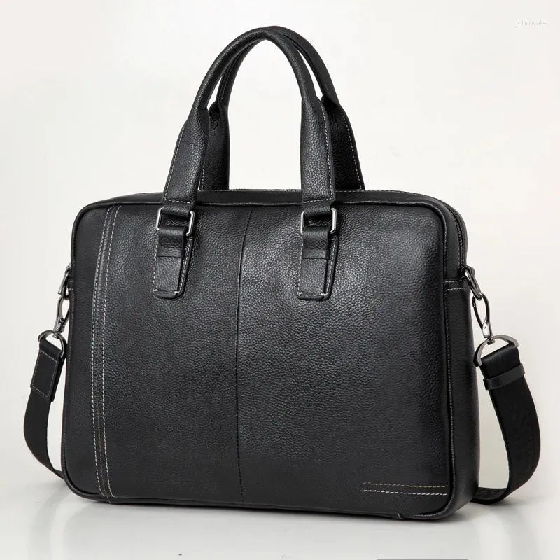 Briefcases Men's Real-Leather Bag Handbag Cross-Section Business Briefcase Leather Messenger Computer