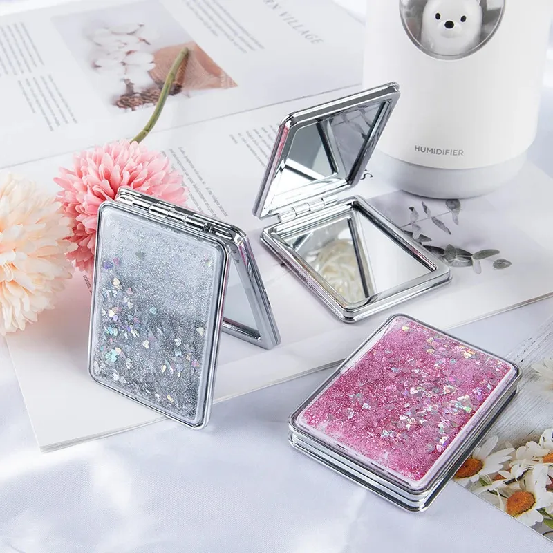 Compact Mirrors Mini pocket make-upspiegel creatieve cosmetica compacte spiegel met 1 stuk drijfzand 231202