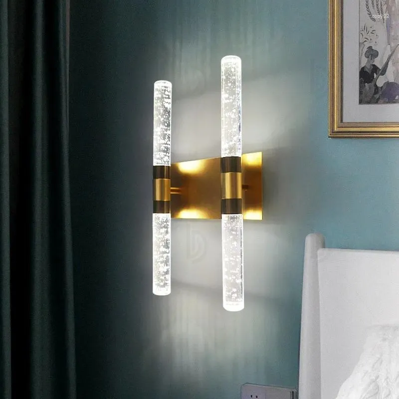 مصباح الجدار الحديثة LED فقاعة الكريستال لغرفة الطعام بجانب السرير الذهب الشمعدان اللامينير الحمام ضوء 110-240V لاعبا اساسيا