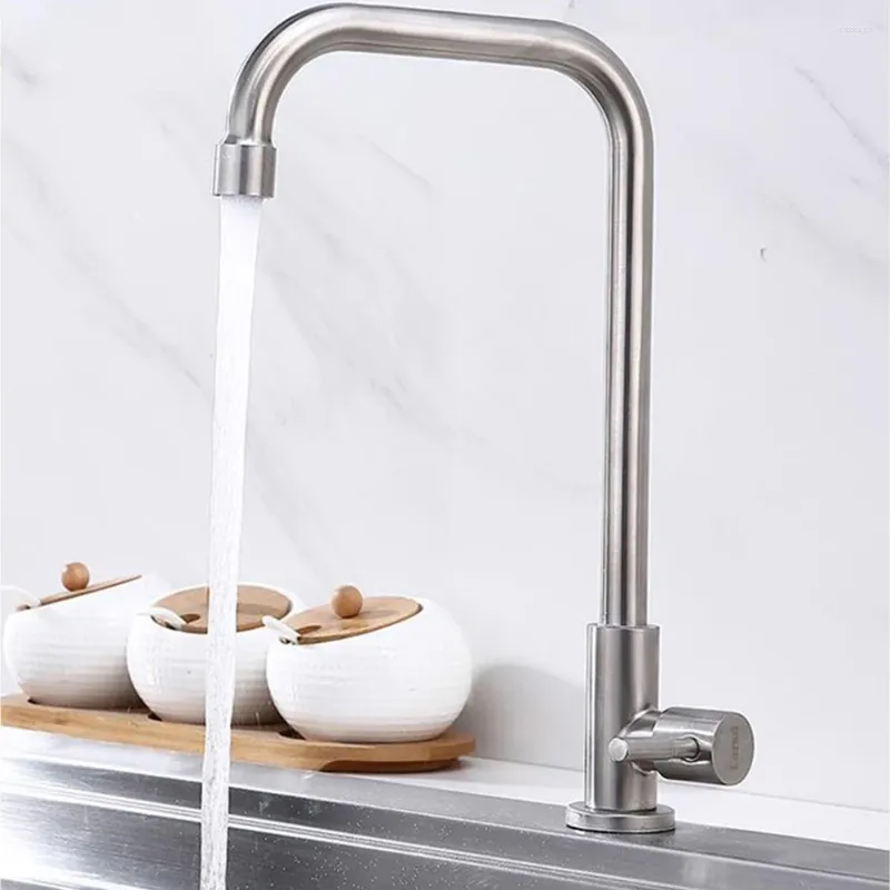 Kitchen Faucets 1pcs 304 Stainless Steel Faucet Water Purifier Single Lever Hole Tap Cold Health Accessories